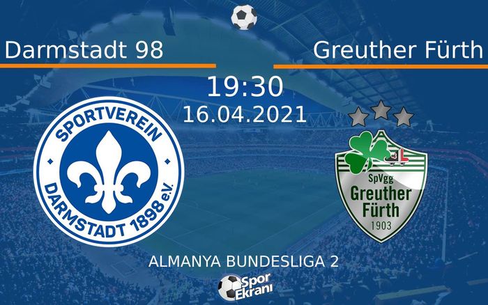 16 Nisan 2021 Darmstadt 98 vs Greuther Fürth maçı Hangi Kanalda Saat Kaçta Yayınlanacak? 16 Nisan 2021 Darmstadt 98 vs Greuther Fürth maçı Hangi Kanalda Saat Kaçta Yayınlanacak?