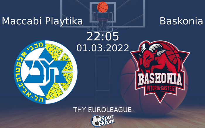 01 Mart 2022 Maccabi Playtika vs Baskonia maçı Hangi Kanalda Saat Kaçta Yayınlanacak? 01 Mart 2022 Maccabi Playtika vs Baskonia maçı Hangi Kanalda Saat Kaçta Yayınlanacak?