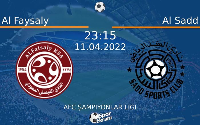 11 Nisan 2022 Al Faysaly vs Al Sadd maçı Hangi Kanalda Saat Kaçta Yayınlanacak? 11 Nisan 2022 Al Faysaly vs Al Sadd maçı Hangi Kanalda Saat Kaçta Yayınlanacak?