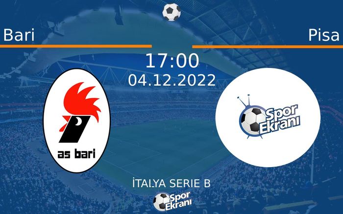 04 Aralık 2022 Bari vs Pisa maçı Hangi Kanalda Saat Kaçta Yayınlanacak? 04 Aralık 2022 Bari vs Pisa maçı Hangi Kanalda Saat Kaçta Yayınlanacak?