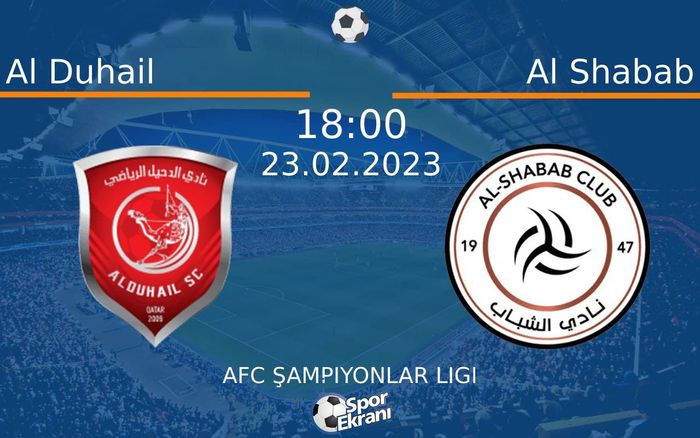 23 Şubat 2023 Al Duhail vs Al Shabab maçı Hangi Kanalda Saat Kaçta Yayınlanacak? 23 Şubat 2023 Al Duhail vs Al Shabab maçı Hangi Kanalda Saat Kaçta Yayınlanacak?