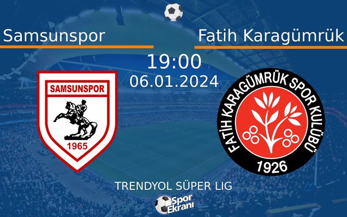 06 Ocak 2024 Samsunspor vs Fatih Karagümrük maçı Hangi Kanalda Saat Kaçta Yayınlanacak? 06 Ocak 2024 Samsunspor vs Fatih Karagümrük maçı Hangi Kanalda Saat Kaçta Yayınlanacak?