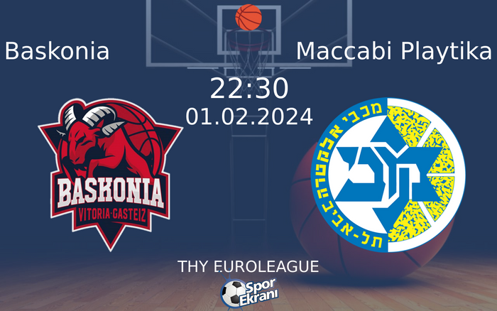 01 Şubat 2024 Baskonia vs Maccabi Playtika maçı Hangi Kanalda Saat Kaçta Yayınlanacak? 01 Şubat 2024 Baskonia vs Maccabi Playtika maçı Hangi Kanalda Saat Kaçta Yayınlanacak?