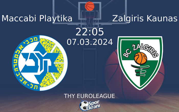 07 Mart 2024 Maccabi Playtika vs Zalgiris Kaunas maçı Hangi Kanalda Saat Kaçta Yayınlanacak?