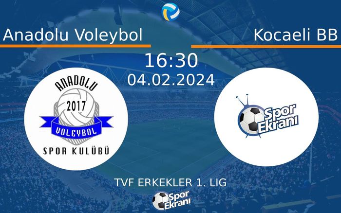 04 Şubat 2024 Anadolu Voleybol vs Kocaeli BB maçı Hangi Kanalda Saat Kaçta Yayınlanacak? 04 Şubat 2024 Anadolu Voleybol vs Kocaeli BB maçı Hangi Kanalda Saat Kaçta Yayınlanacak?