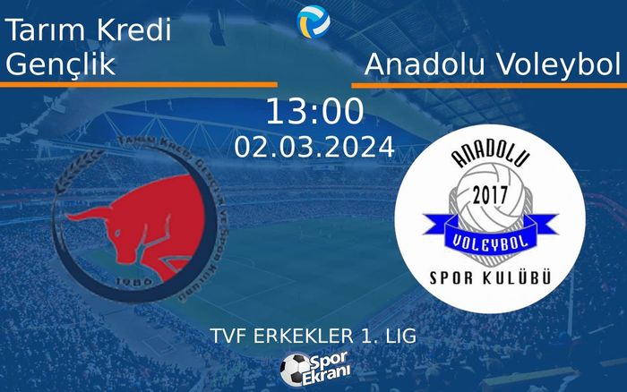 02 Mart 2024 Tarım Kredi Gençlik vs Anadolu Voleybol maçı Hangi Kanalda Saat Kaçta Yayınlanacak? 02 Mart 2024 Tarım Kredi Gençlik vs Anadolu Voleybol maçı Hangi Kanalda Saat Kaçta Yayınlanacak?
