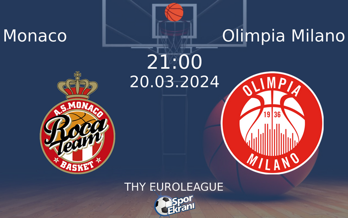 20 Mart 2024 Monaco vs Olimpia Milano maçı Hangi Kanalda Saat Kaçta Yayınlanacak?