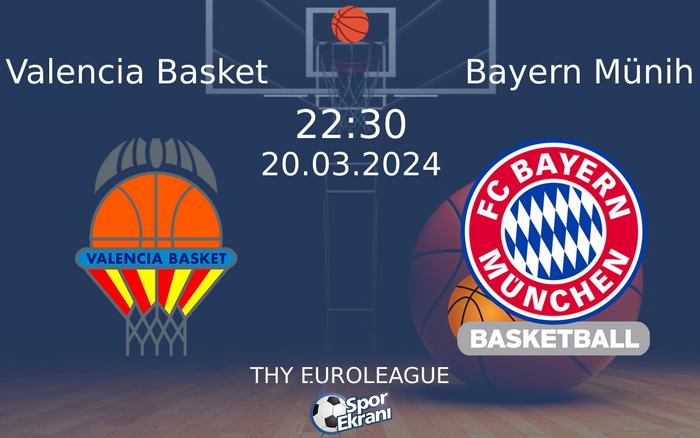 20 Mart 2024 Valencia Basket vs Bayern Münih maçı Hangi Kanalda Saat Kaçta Yayınlanacak?