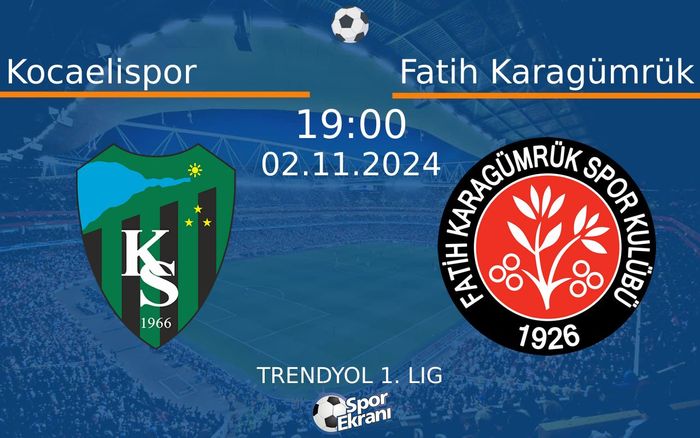 02 Kasım 2024 Kocaelispor vs Fatih Karagümrük maçı Hangi Kanalda Saat Kaçta Yayınlanacak? 02 Kasım 2024 Kocaelispor vs Fatih Karagümrük maçı Hangi Kanalda Saat Kaçta Yayınlanacak?