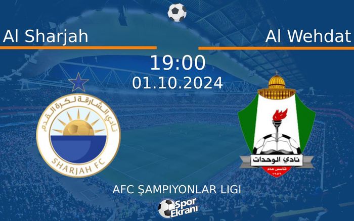 01 Ekim 2024 Al Sharjah vs Al Wehdat maçı Hangi Kanalda Saat Kaçta Yayınlanacak? 01 Ekim 2024 Al Sharjah vs Al Wehdat maçı Hangi Kanalda Saat Kaçta Yayınlanacak?