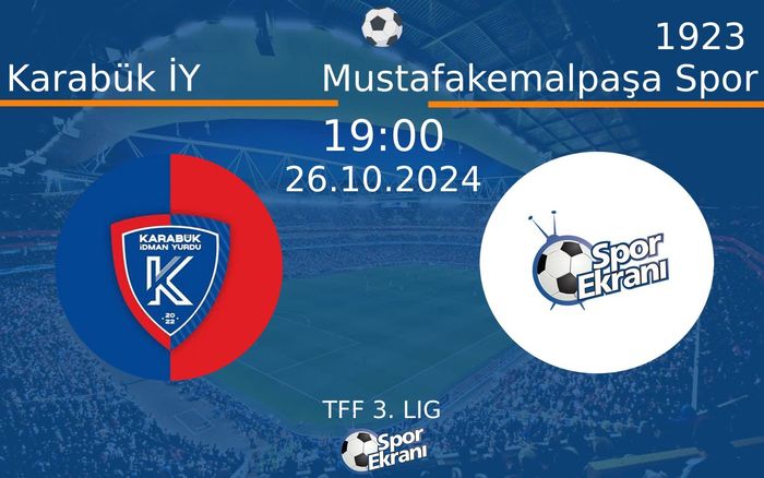26 Ekim 2024 Karabük İY vs 1923 Mustafakemalpaşa Spor maçı Hangi Kanalda Saat Kaçta Yayınlanacak? 26 Ekim 2024 Karabük İY vs 1923 Mustafakemalpaşa Spor maçı Hangi Kanalda Saat Kaçta Yayınlanacak?
