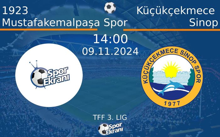 09 Kasım 2024 1923 Mustafakemalpaşa Spor vs Küçükçekmece Sinop maçı Hangi Kanalda Saat Kaçta Yayınlanacak? 09 Kasım 2024 1923 Mustafakemalpaşa Spor vs Küçükçekmece Sinop maçı Hangi Kanalda Saat Kaçta Yayınlanacak?
