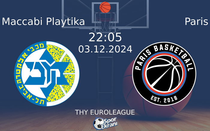 03 Aralık 2024 Maccabi Playtika vs Paris maçı Hangi Kanalda Saat Kaçta Yayınlanacak? 03 Aralık 2024 Maccabi Playtika vs Paris maçı Hangi Kanalda Saat Kaçta Yayınlanacak?