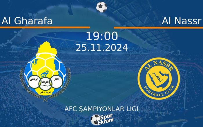 25 Kasım 2024 Al Gharafa vs Al Nassr maçı Hangi Kanalda Saat Kaçta Yayınlanacak? 25 Kasım 2024 Al Gharafa vs Al Nassr maçı Hangi Kanalda Saat Kaçta Yayınlanacak?