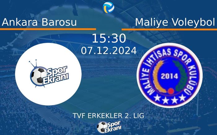 07 Aralık 2024 Ankara Barosu vs Maliye Voleybol maçı Hangi Kanalda Saat Kaçta Yayınlanacak? 07 Aralık 2024 Ankara Barosu vs Maliye Voleybol maçı Hangi Kanalda Saat Kaçta Yayınlanacak?