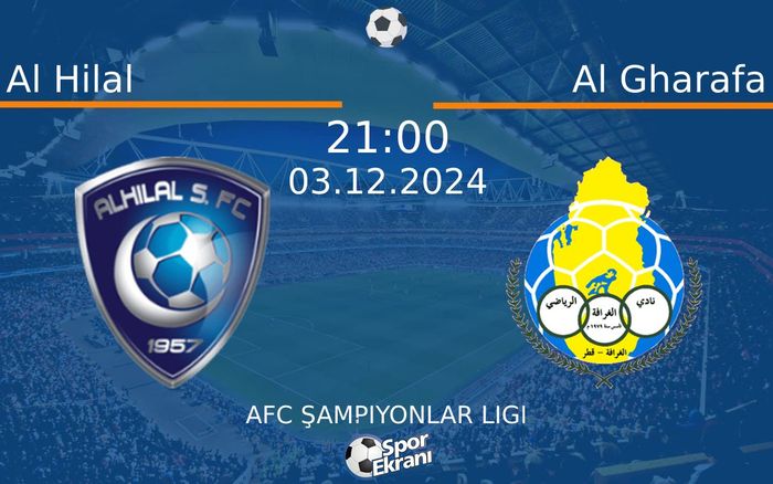 03 Aralık 2024 Al Hilal vs Al Gharafa maçı Hangi Kanalda Saat Kaçta Yayınlanacak? 03 Aralık 2024 Al Hilal vs Al Gharafa maçı Hangi Kanalda Saat Kaçta Yayınlanacak?