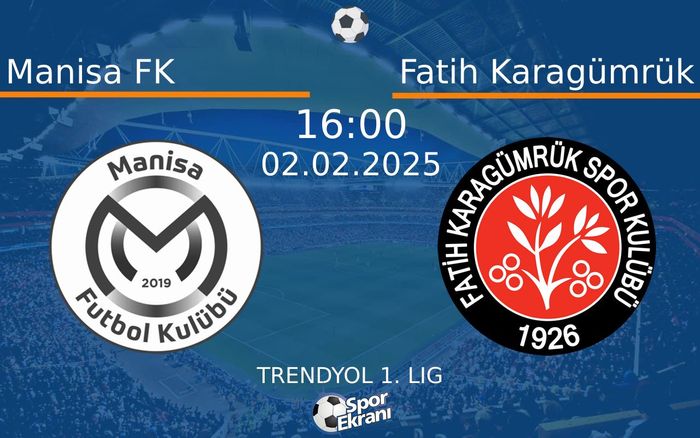 02 Şubat 2025 Manisa FK vs Fatih Karagümrük maçı Hangi Kanalda Saat Kaçta Yayınlanacak? 02 Şubat 2025 Manisa FK vs Fatih Karagümrük maçı Hangi Kanalda Saat Kaçta Yayınlanacak?