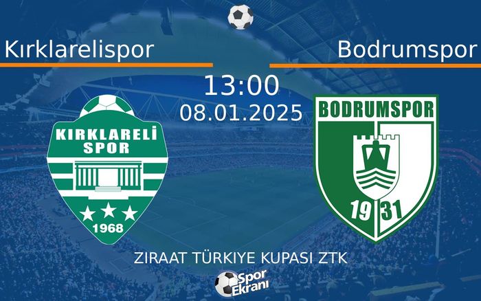 08 Ocak 2025 Kırklarelispor vs Bodrumspor maçı Hangi Kanalda Saat Kaçta Yayınlanacak? 08 Ocak 2025 Kırklarelispor vs Bodrumspor maçı Hangi Kanalda Saat Kaçta Yayınlanacak?