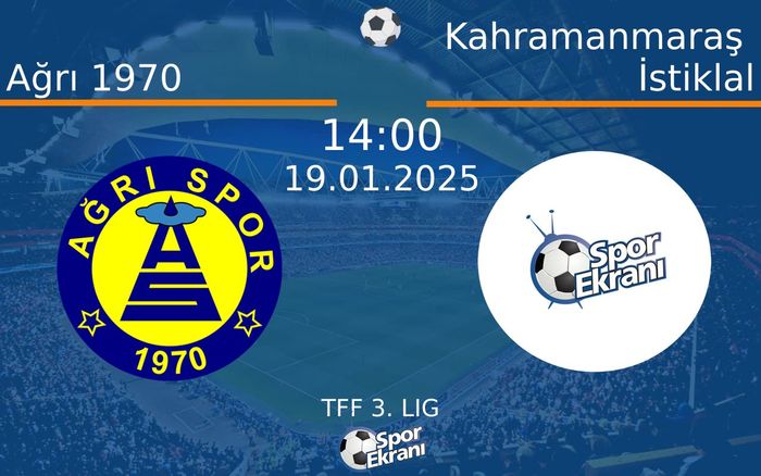 19 Ocak 2025 Ağrı 1970 vs Kahramanmaraş İstiklal maçı Hangi Kanalda Saat Kaçta Yayınlanacak? 19 Ocak 2025 Ağrı 1970 vs Kahramanmaraş İstiklal maçı Hangi Kanalda Saat Kaçta Yayınlanacak?