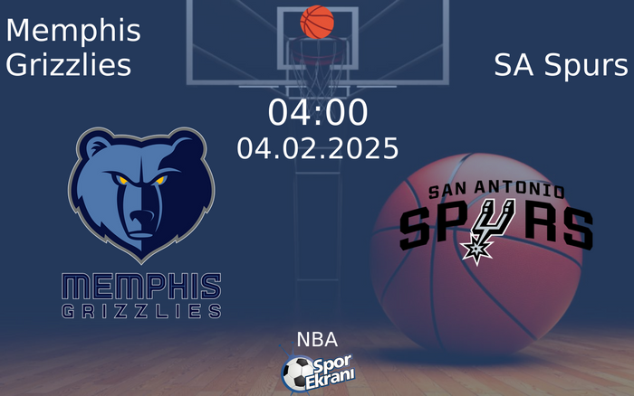 04 Şubat 2025 Memphis Grizzlies vs SA Spurs maçı Hangi Kanalda Saat Kaçta Yayınlanacak? 04 Şubat 2025 Memphis Grizzlies vs SA Spurs maçı Hangi Kanalda Saat Kaçta Yayınlanacak?