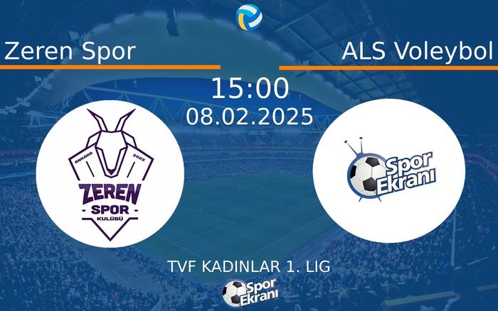 08 Şubat 2025 Zeren Spor vs ALS Voleybol maçı Hangi Kanalda Saat Kaçta Yayınlanacak? 08 Şubat 2025 Zeren Spor vs ALS Voleybol maçı Hangi Kanalda Saat Kaçta Yayınlanacak?