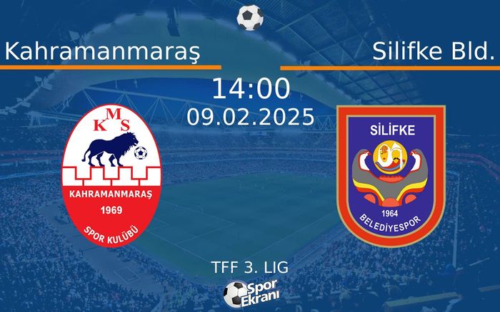 09 Şubat 2025 Kahramanmaraş vs Silifke Bld. maçı Hangi Kanalda Saat Kaçta Yayınlanacak? 09 Şubat 2025 Kahramanmaraş vs Silifke Bld. maçı Hangi Kanalda Saat Kaçta Yayınlanacak?