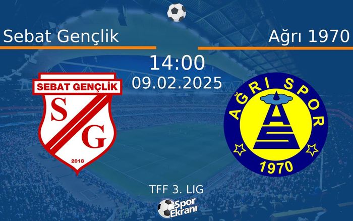 09 Şubat 2025 Sebat Gençlik vs Ağrı 1970 maçı Hangi Kanalda Saat Kaçta Yayınlanacak? 09 Şubat 2025 Sebat Gençlik vs Ağrı 1970 maçı Hangi Kanalda Saat Kaçta Yayınlanacak?