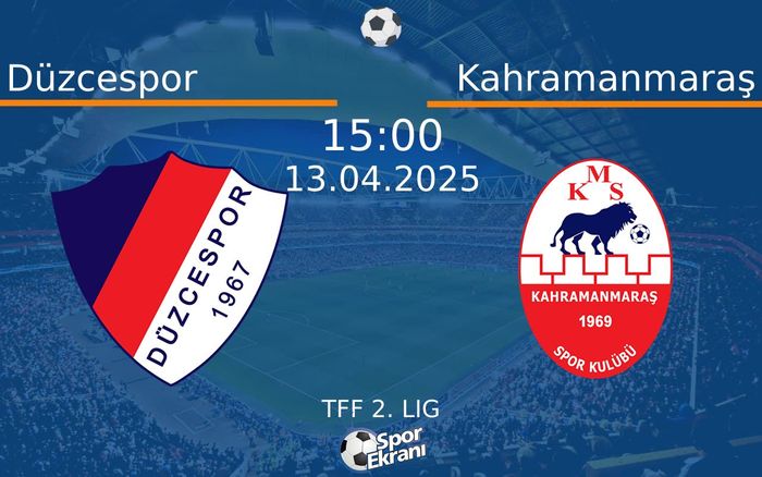 13 Nisan 2025 Düzcespor vs Kahramanmaraş maçı Hangi Kanalda Saat Kaçta Yayınlanacak? 13 Nisan 2025 Düzcespor vs Kahramanmaraş maçı Hangi Kanalda Saat Kaçta Yayınlanacak?