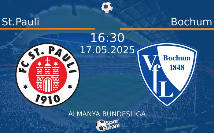 17 Mayıs 2025 St.Pauli vs Bochum maçı Hangi Kanalda Saat Kaçta Yayınlanacak? 17 Mayıs 2025 St.Pauli vs Bochum maçı Hangi Kanalda Saat Kaçta Yayınlanacak?