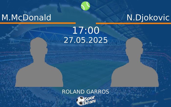 27 Mayıs 2025 M.McDonald vs N.Djokovic maçı Hangi Kanalda Saat Kaçta Yayınlanacak? 27 Mayıs 2025 M.McDonald vs N.Djokovic maçı Hangi Kanalda Saat Kaçta Yayınlanacak?