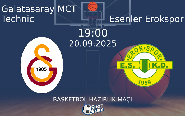 20 Eylül 2025 Galatasaray MCT Technic vs Esenler Erokspor maçı Hangi Kanalda Saat Kaçta Yayınlanacak? 20 Eylül 2025 Galatasaray MCT Technic vs Esenler Erokspor maçı Hangi Kanalda Saat Kaçta Yayınlanacak?