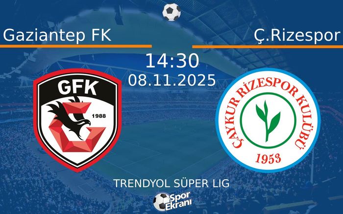 08 Kasım 2025 Gaziantep FK vs Ç.Rizespor maçı Hangi Kanalda Saat Kaçta Yayınlanacak?