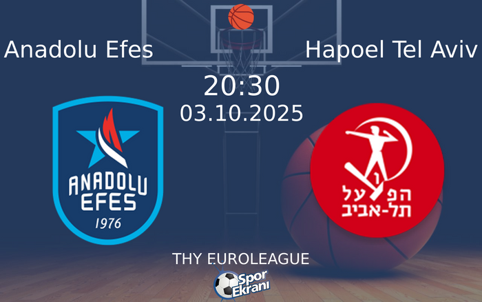03 Ekim 2025 Anadolu Efes vs Hapoel Tel Aviv maçı Hangi Kanalda Saat Kaçta Yayınlanacak?