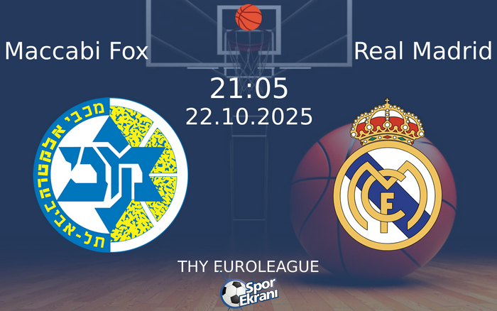 22 Ekim 2025 Maccabi Fox vs Real Madrid maçı Hangi Kanalda Saat Kaçta Yayınlanacak? 22 Ekim 2025 Maccabi Fox vs Real Madrid maçı Hangi Kanalda Saat Kaçta Yayınlanacak?