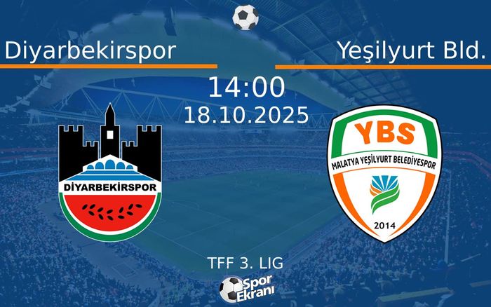 18 Ekim 2025 Diyarbekirspor vs Yeşilyurt Bld. maçı Hangi Kanalda Saat Kaçta Yayınlanacak? 18 Ekim 2025 Diyarbekirspor vs Yeşilyurt Bld. maçı Hangi Kanalda Saat Kaçta Yayınlanacak?