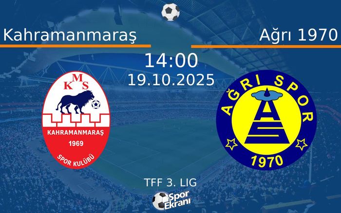 19 Ekim 2025 Kahramanmaraş vs Ağrı 1970 maçı Hangi Kanalda Saat Kaçta Yayınlanacak? 19 Ekim 2025 Kahramanmaraş vs Ağrı 1970 maçı Hangi Kanalda Saat Kaçta Yayınlanacak?