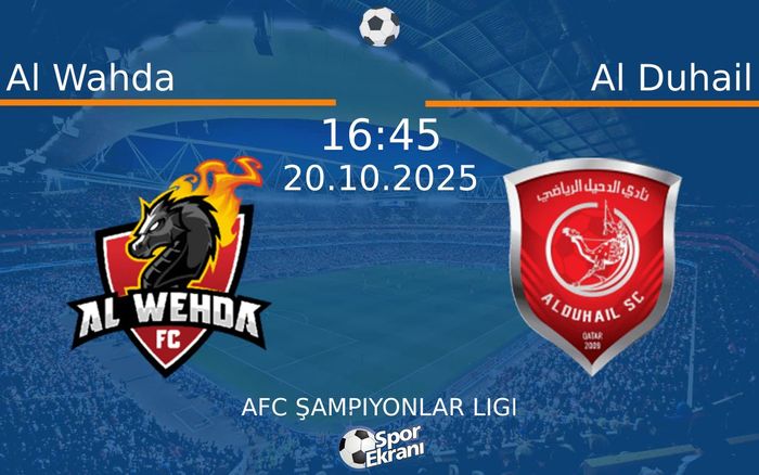 20 Ekim 2025 Al Wahda vs Al Duhail maçı Hangi Kanalda Saat Kaçta Yayınlanacak? 20 Ekim 2025 Al Wahda vs Al Duhail maçı Hangi Kanalda Saat Kaçta Yayınlanacak?