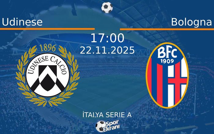22 Kasım 2025 Udinese vs Bologna maçı Hangi Kanalda Saat Kaçta Yayınlanacak? 22 Kasım 2025 Udinese vs Bologna maçı Hangi Kanalda Saat Kaçta Yayınlanacak?