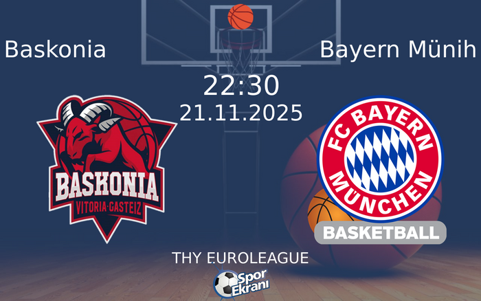 21 Kasım 2025 Baskonia vs Bayern Münih maçı Hangi Kanalda Saat Kaçta Yayınlanacak?