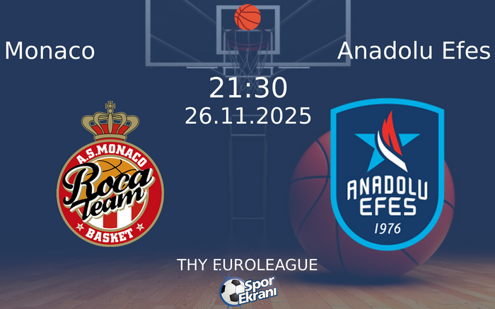 26 Kasım 2025 Monaco vs Anadolu Efes maçı Hangi Kanalda Saat Kaçta Yayınlanacak?