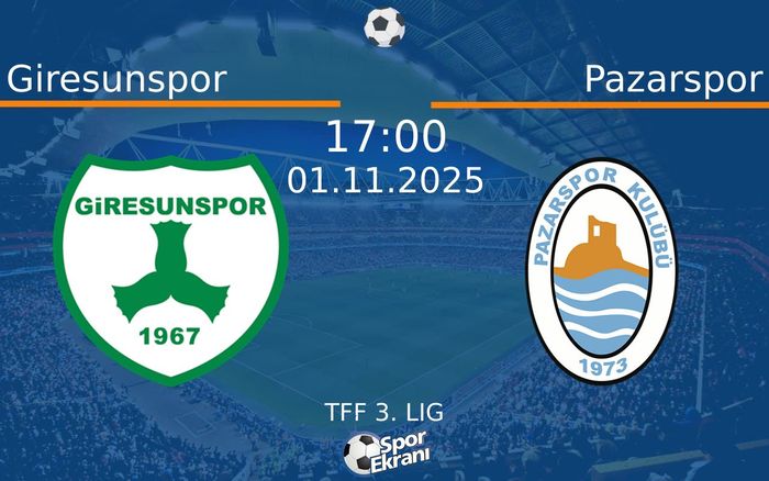 01 Kasım 2025 Giresunspor vs Pazarspor maçı Hangi Kanalda Saat Kaçta Yayınlanacak? 01 Kasım 2025 Giresunspor vs Pazarspor maçı Hangi Kanalda Saat Kaçta Yayınlanacak?
