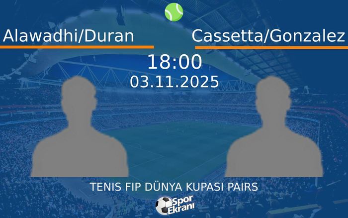 03 Kasım 2025 Alawadhi/Duran vs Cassetta/Gonzalez maçı Hangi Kanalda Saat Kaçta Yayınlanacak?