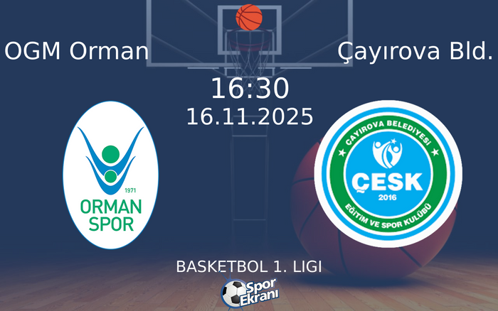 16 Kasım 2025 OGM Orman vs Çayırova Bld. maçı Hangi Kanalda Saat Kaçta Yayınlanacak?