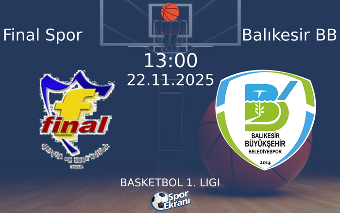 22 Kasım 2025 Final Spor vs Balıkesir BB maçı Hangi Kanalda Saat Kaçta Yayınlanacak?