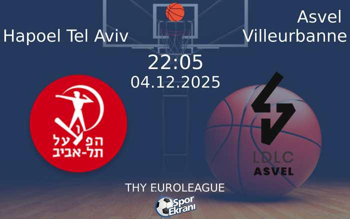 04 Aralık 2025 Hapoel Tel Aviv vs Asvel Villeurbanne maçı Hangi Kanalda Saat Kaçta Yayınlanacak? 04 Aralık 2025 Hapoel Tel Aviv vs Asvel Villeurbanne maçı Hangi Kanalda Saat Kaçta Yayınlanacak?