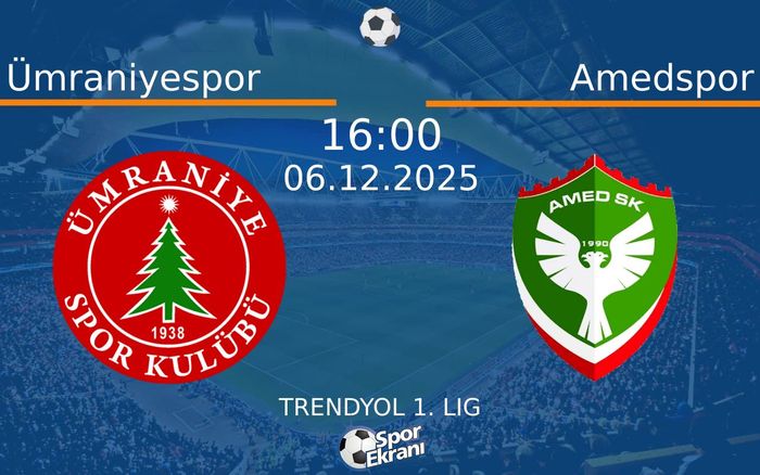 06 Aralık 2025 Ümraniyespor vs Amedspor maçı Hangi Kanalda Saat Kaçta Yayınlanacak? 06 Aralık 2025 Ümraniyespor vs Amedspor maçı Hangi Kanalda Saat Kaçta Yayınlanacak?