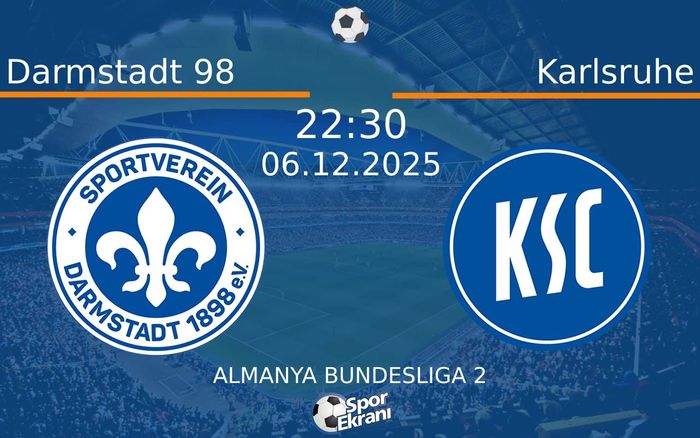 06 Aralık 2025 Darmstadt 98 vs Karlsruhe maçı Hangi Kanalda Saat Kaçta Yayınlanacak? 06 Aralık 2025 Darmstadt 98 vs Karlsruhe maçı Hangi Kanalda Saat Kaçta Yayınlanacak?
