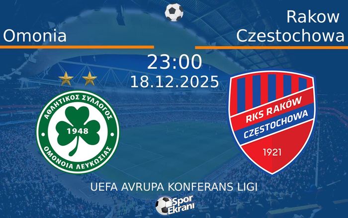 18 Aralık 2025 Omonia vs Rakow Czestochowa maçı Hangi Kanalda Saat Kaçta Yayınlanacak? 18 Aralık 2025 Omonia vs Rakow Czestochowa maçı Hangi Kanalda Saat Kaçta Yayınlanacak?