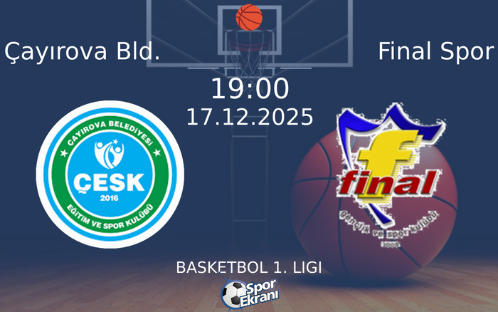 17 Aralık 2025 Çayırova Bld. vs Final Spor maçı Hangi Kanalda Saat Kaçta Yayınlanacak?