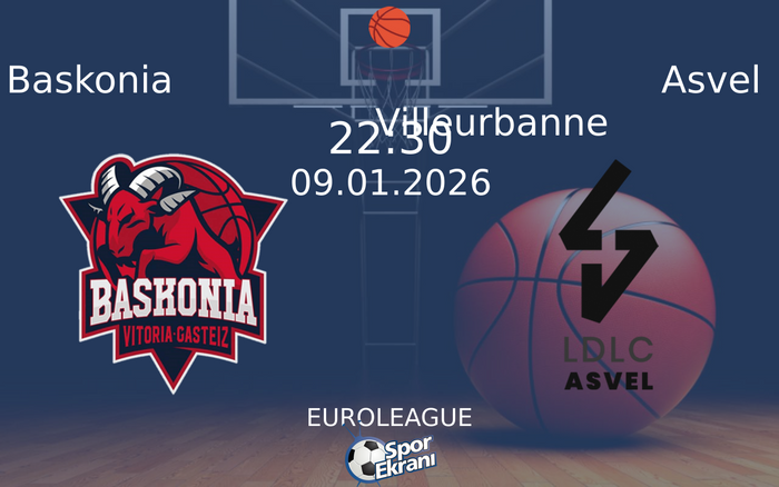 09 Ocak 2026 Baskonia vs Asvel Villeurbanne maçı Hangi Kanalda Saat Kaçta Yayınlanacak? 09 Ocak 2026 Baskonia vs Asvel Villeurbanne maçı Hangi Kanalda Saat Kaçta Yayınlanacak?